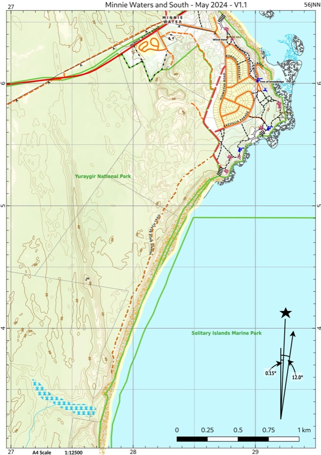 Preview of Yuraygir coastal walk map: Minnie Waters and south